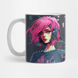 Cyberpunk Anime Girl  Futuristic Techwear Aesthetic Kawaii Manga Japanese Streetwear Harajuku Clothing Mug